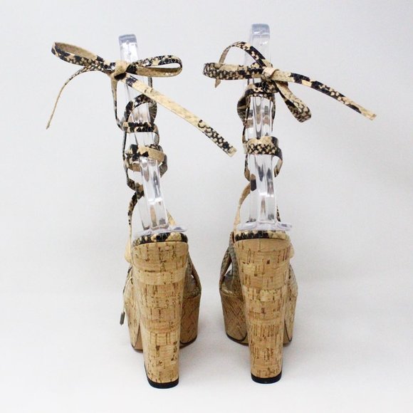 PARIS TEXAS #35917 Snake Print Embossed Platform Heels (US 7 EU 37) - Picture 5 of 7